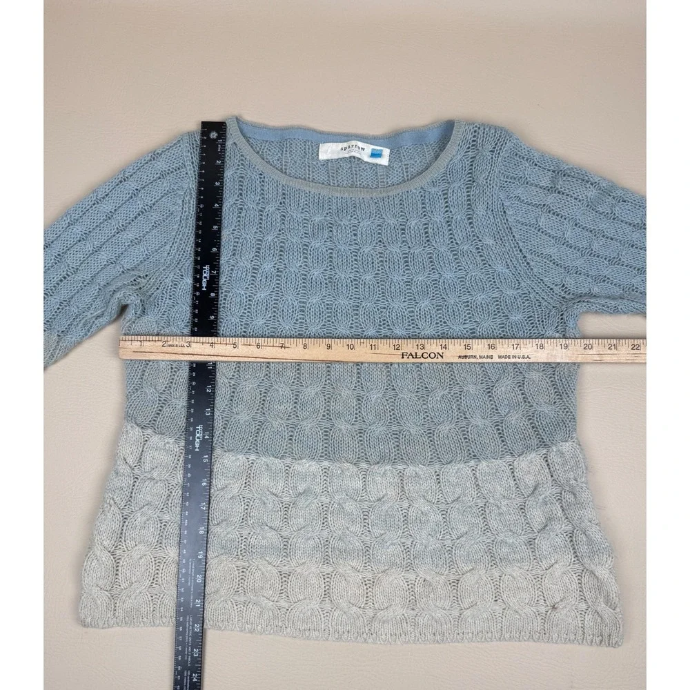 Sparrow L Sweater Blue Ombre Wool Mohair Alpaca Cable Knit Anthropologie